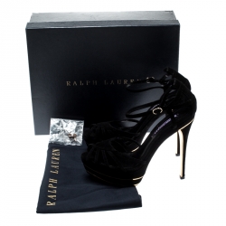 Pre Owned Ralph Lauren Collection Black Suede Sandals Size 38