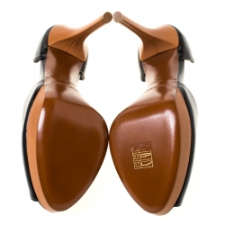 Pre Owned Ralph Lauren Black Leather D'Orsay Peep Toe Pumps Size 38