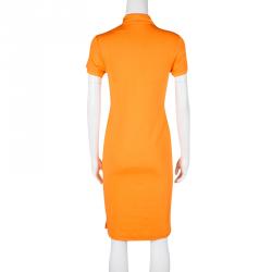 مملوكة مسبقًا فستان بولو رالف لورين مطرز شعار برتقالي M