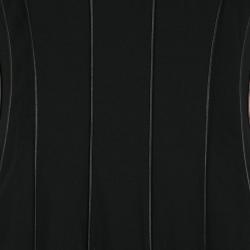 Pre Owned Ralph Lauren Black Wool Leather Paneled Flared Clarissa Dress S