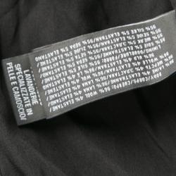 Pre Owned Ralph Lauren Black Wool Leather Paneled Flared Clarissa Dress S