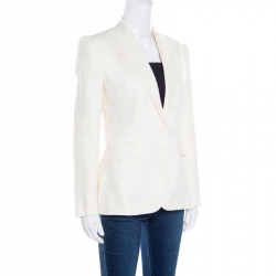 Pre Owned Ralph Lauren Cream Linen Silk Lined Leander Blazer S