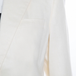 Pre Owned Ralph Lauren Cream Linen Silk Lined Leander Blazer S