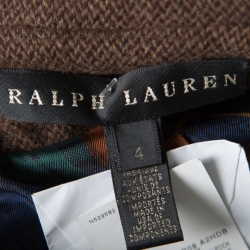 Pre Owned Ralph Lauren Brown Cashmere Logo Button Detail Dalphine Blazer S