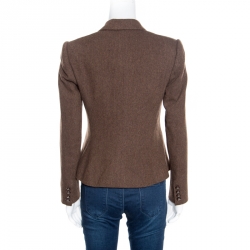 Pre Owned Ralph Lauren Brown Cashmere Logo Button Detail Dalphine Blazer S