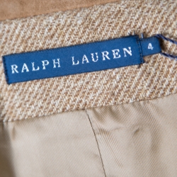 Pre Owned Ralph Lauren Brown Textured Suede Trim Detail Eugenia Riding Blazer S