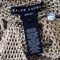Pre Owned Ralph Lauren Gold Chunky Loose Hand Knit Asymmetric Cape L