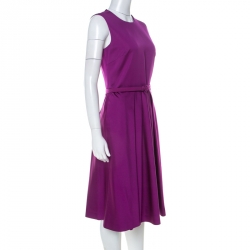 Pre Owned Ralph Lauren Berry Purple Sateen Pleated Cadence Sleeveless Dress S