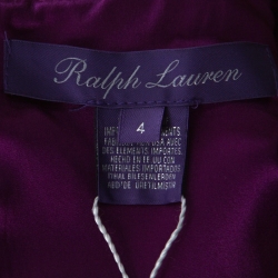 Pre Owned Ralph Lauren Berry Purple Sateen Pleated Cadence Sleeveless Dress S