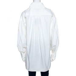 Pre Owned Ralph Lauren White Cotton Balloon Sleeve Oversized Blouse M