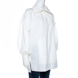 Pre Owned Ralph Lauren White Cotton Balloon Sleeve Oversized Blouse M