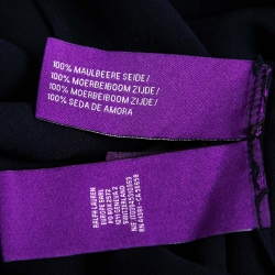 Pre Owned Ralph Lauren Navy Blue Silk Pleat Detailed Maxi Skirt M