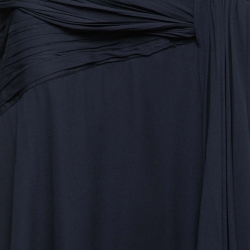 Pre Owned Ralph Lauren Navy Blue Silk Pleat Detailed Maxi Skirt M