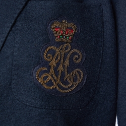 Pre Owned Ralph Lauren Navy Blue Wool Crest Detail Blazer M