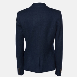 Pre Owned Ralph Lauren Navy Blue Wool Crest Detail Blazer M