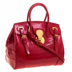 Pre Owned Ralph Lauren Red Alligator Ricky Top Handle Bag