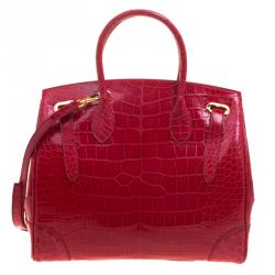 Pre Owned Ralph Lauren Red Alligator Ricky Top Handle Bag