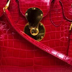 Pre Owned Ralph Lauren Red Alligator Ricky Top Handle Bag