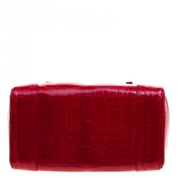 Pre Owned Ralph Lauren Red Alligator Ricky Top Handle Bag