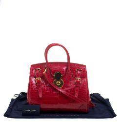 Pre Owned Ralph Lauren Red Alligator Ricky Top Handle Bag