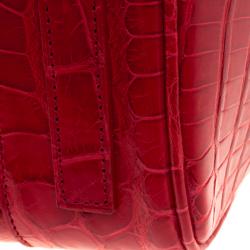 Pre Owned Ralph Lauren Red Alligator Ricky Top Handle Bag