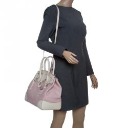 Pre Owned Ralph Lauren Off White/Blush Pink Leather Ricky Top Handle Bag