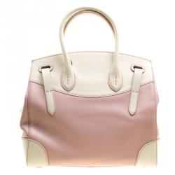 Pre Owned Ralph Lauren Off White/Blush Pink Leather Ricky Top Handle Bag