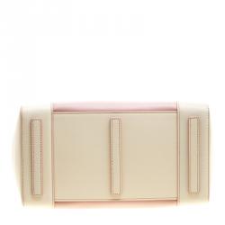 Pre Owned Ralph Lauren Off White/Blush Pink Leather Ricky Top Handle Bag