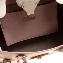 Pre Owned Ralph Lauren Off White/Blush Pink Leather Ricky Top Handle Bag