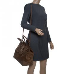 Pre Owned Ralph Lauren Brown Suede Ricky Top Handle Bag
