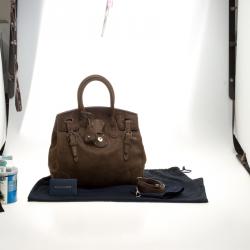 Pre Owned Ralph Lauren Brown Suede Ricky Top Handle Bag