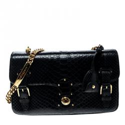 Pre Owned Ralph Lauren Black Leather Ricky Chain Shoulder Bag