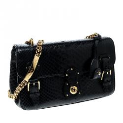 Pre Owned Ralph Lauren Black Leather Ricky Chain Shoulder Bag