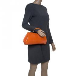 Pre Owned Ralph Lauren Orange Leather Clutch Bag