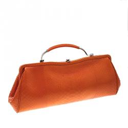Pre Owned Ralph Lauren Orange Leather Clutch Bag