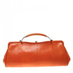 Pre Owned Ralph Lauren Orange Leather Clutch Bag