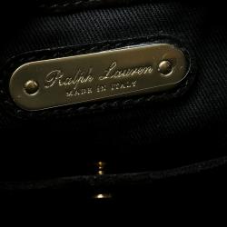 Pre Owned Ralph Lauren Black Leather Drawstring Fringed Bucket Bag
