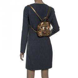 Pre Owned Ralph Lauren Bronze Leather Backpack