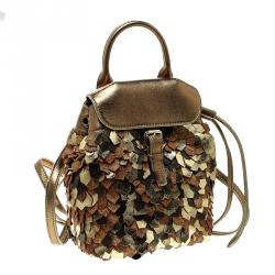 Pre Owned Ralph Lauren Bronze Leather Backpack