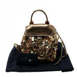 Pre Owned Ralph Lauren Bronze Leather Backpack