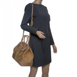 Pre Owned Ralph Lauren Beige Calf Hair and Python Ricky Top Handle Bag
