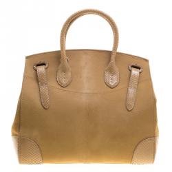 Pre Owned Ralph Lauren Beige Calf Hair and Python Ricky Top Handle Bag