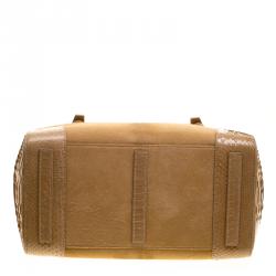 Pre Owned Ralph Lauren Beige Calf Hair and Python Ricky Top Handle Bag