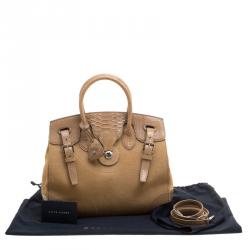 Pre Owned Ralph Lauren Beige Calf Hair and Python Ricky Top Handle Bag