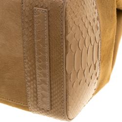 Pre Owned Ralph Lauren Beige Calf Hair and Python Ricky Top Handle Bag