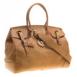 Pre Owned Ralph Lauren Brown Smooth Leather Ricky Top Handle Bag