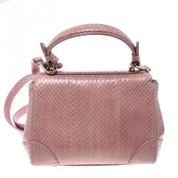 Pre Owned Ralph Lauren Blush Pink Python Mini Tiffin Top Handle Bag