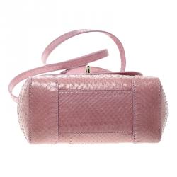 Pre Owned Ralph Lauren Blush Pink Python Mini Tiffin Top Handle Bag