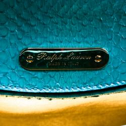 Pre Owned Ralph Lauren Turquoise Python Mini Tiffin Top Handle Bag