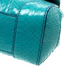 Pre Owned Ralph Lauren Turquoise Python Mini Tiffin Top Handle Bag
